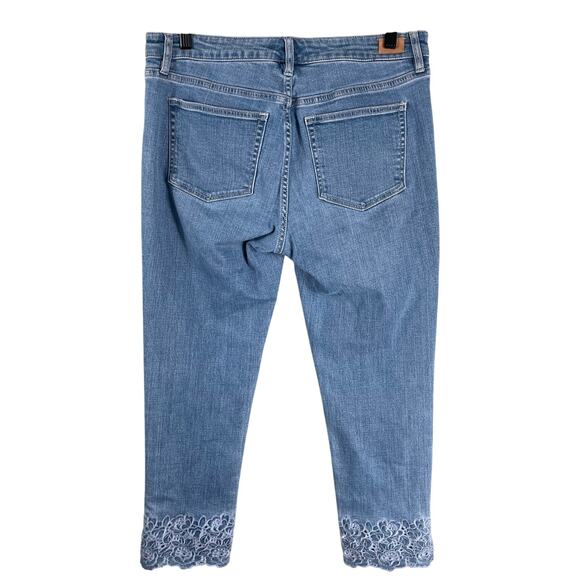 Ralph Lauren Blue Straight Cropped Embroidered Hem Denim Jeans Women's Size 6 - Picture 2 of 13